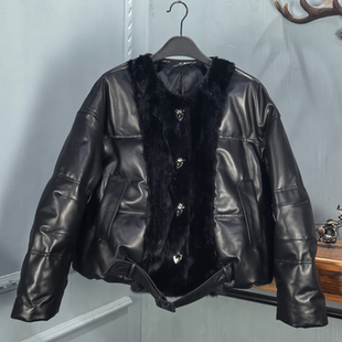 2026冬季新款皮草女貂皮拼接绵羊皮羽绒服时尚洋气外套