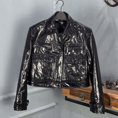 外套 真皮水晶油蜡皮皮衣女翻领机车夹克短款 2026春季 新款