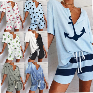 Women's loose casual printing home service suit宽松居家服