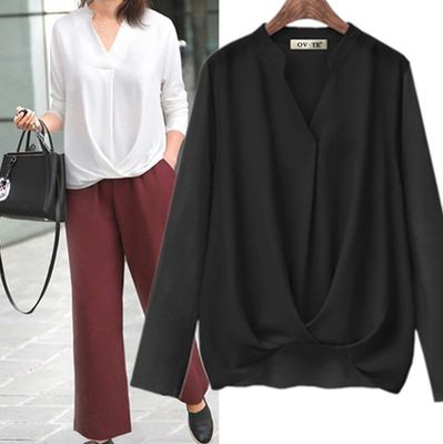 New long-sleeved bottoming shirt loose and thin solid color