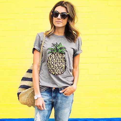 20452017 new all-match T-shirt casual loose short sleeve top