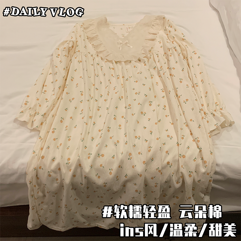 春秋款碎花甜美长袖女士睡衣家居裙可爱洋气云朵棉薄款公主风睡裙,女士内衣/男士内衣/家居服,睡裙,淘宝优惠券,粉丝福利购,淘宝优惠卷