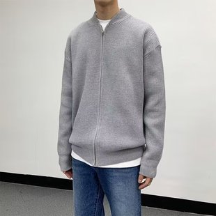 2025新款男士针织开衫外套时尚潮流百搭青年宽松休闲毛衣上衣男