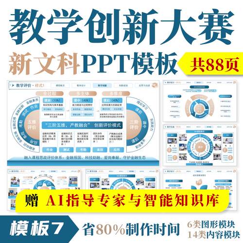 全国高校教师教学创新大赛PPT◆模板7◆实施报告比赛成果奖图