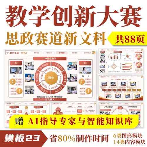全国高校教师教学创新大赛PPT◆模板23◆教创赛实施报告成果比赛