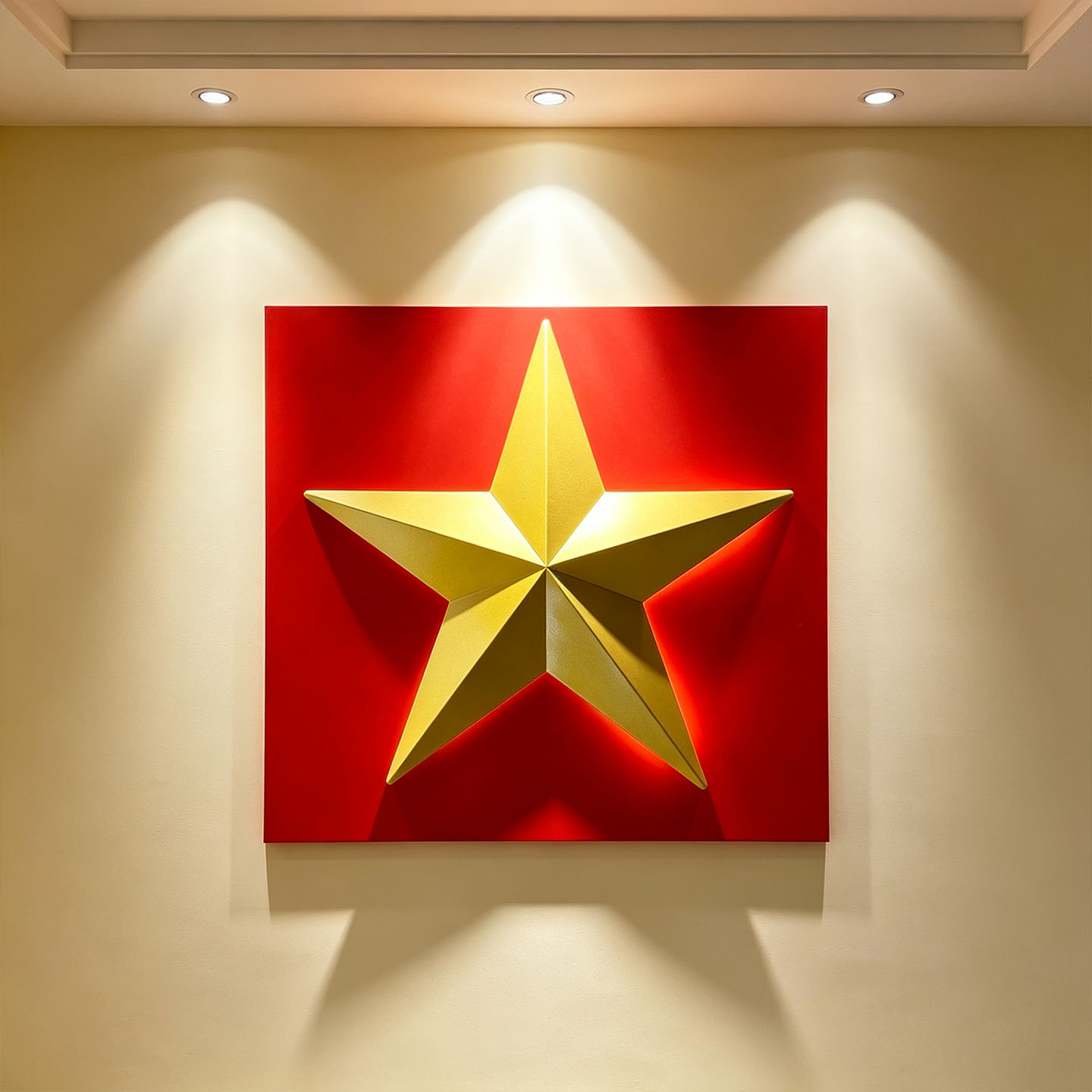 铁艺立体金色五角星发光红色灯箱