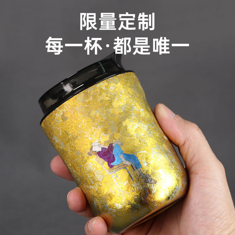 纯钛咖啡杯保温随手杯双层钛杯