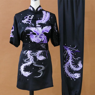 青少年武术比赛服刺绣凤男女练功服长拳南拳服成人儿童团体表演服