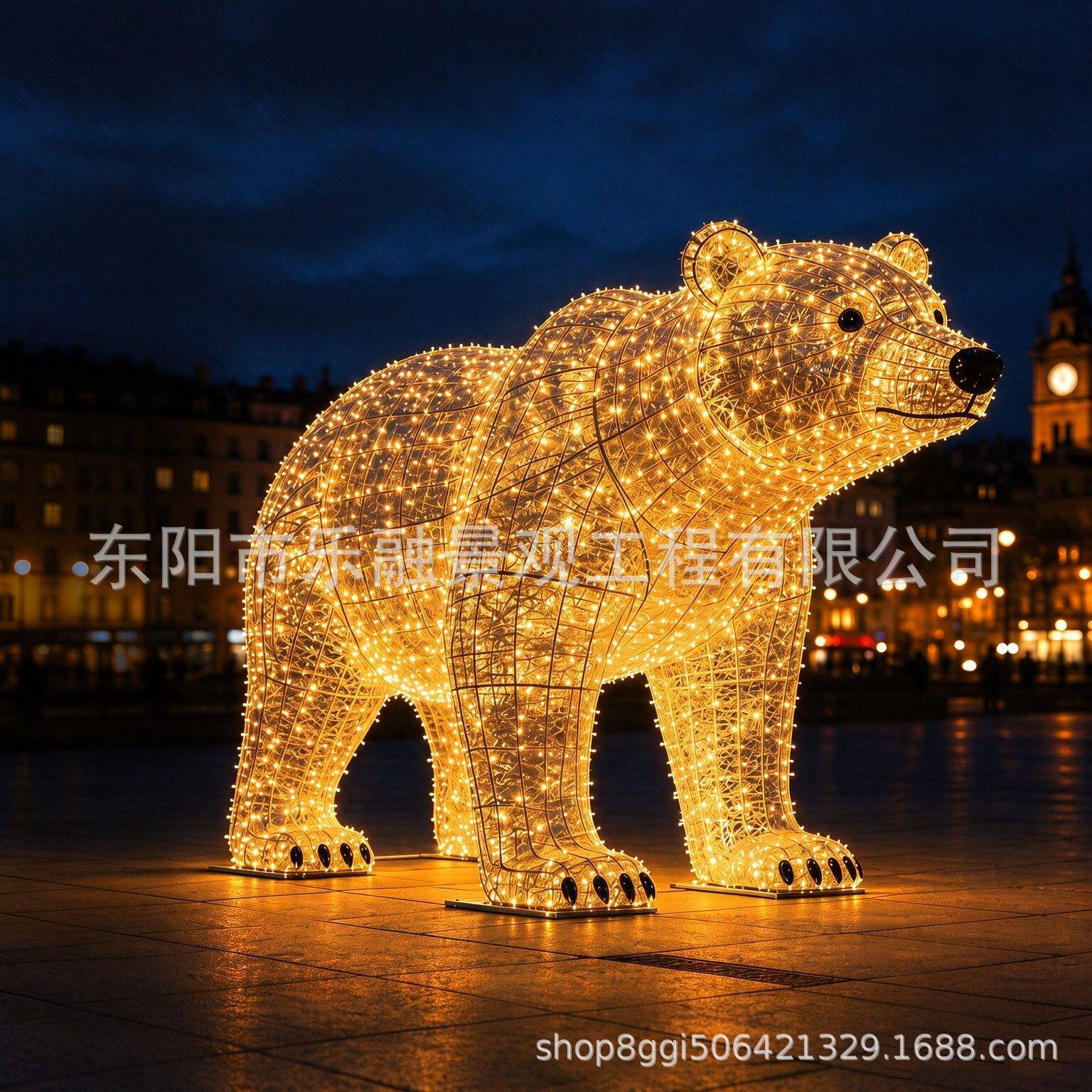 户外3D北极熊灯光造型铁艺LED动物造型灯商业步行街节日美陈定制