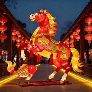 2026马年大型春节彩灯景古镇街区灯会灯展花灯商场美陈打卡装饰灯