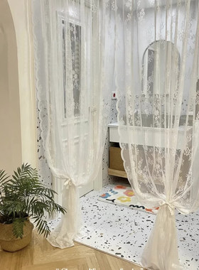 免打孔魔术贴蕾丝花边纱帘