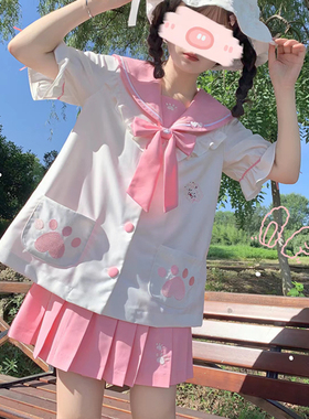 【猫猫呜】原创幼稚园可爱水手服学院风正版套装夏秋新款JK制服女