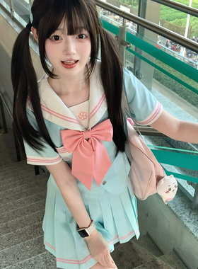晴川高校原创JK制服水手服日系学院风蝴蝶结夏秋正版百褶裙套装女