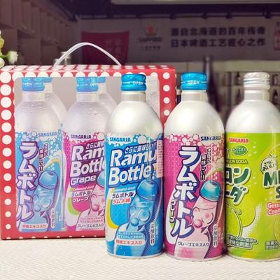 日本进口三佳丽波子汽水礼盒伴手礼三佳利葡萄哈密瓜碳酸饮料6瓶