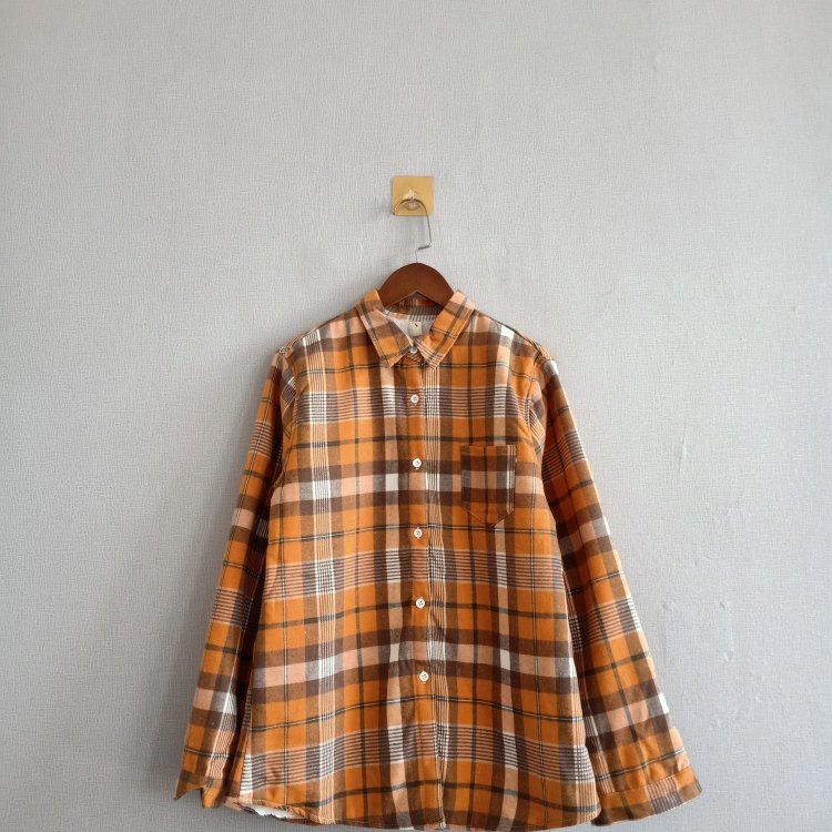 外贸秋冬新款女装 韩版休闲加绒保暖格子方领单排扣长袖 女生衬衫