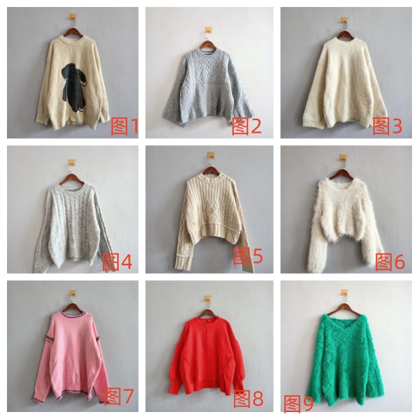 外贸春秋新款女装 韩版休闲时尚多款圆领宽松长袖女生针织毛衣A68