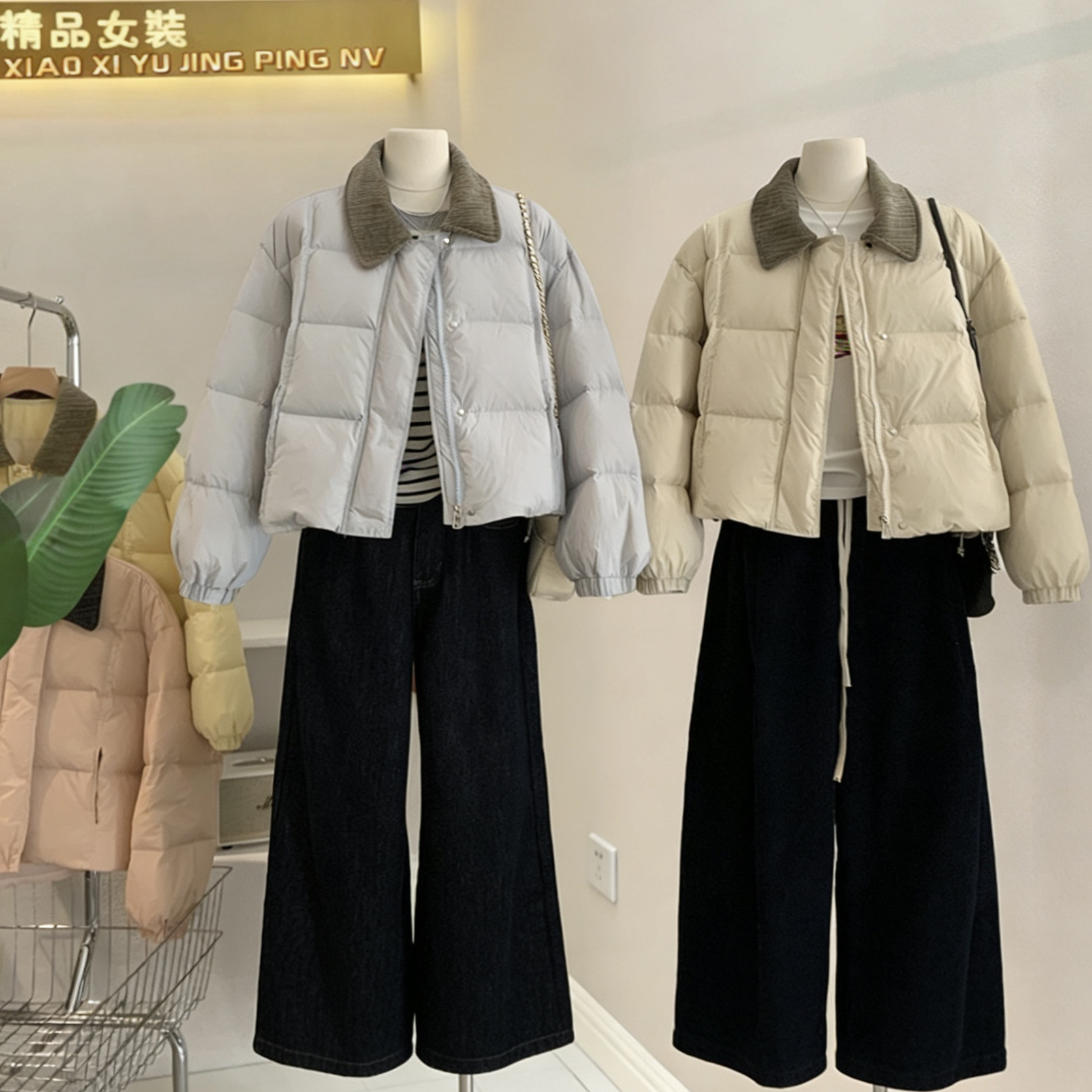 灯芯绒翻领羽绒棉服女冬季实拍图韩版加厚保暖时尚百搭面包服外套