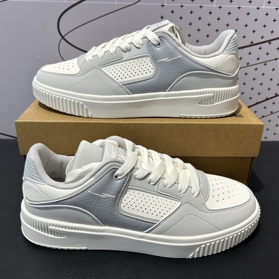 鸿星尔克男鞋2024夏季透气网孔板鞋潮流运动小白鞋11124201021
