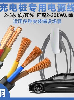 真国标纯铜充电桩电线电缆2 3 4芯2.5/4/6平方家用户外软护套线