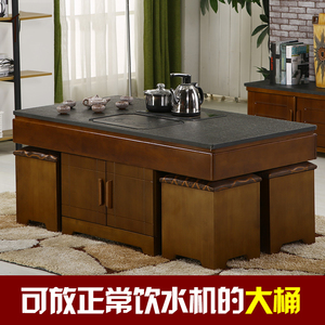 实木大理石火烧石功夫茶几泡茶桌椅组合办公室茶台多功能茶艺桌几