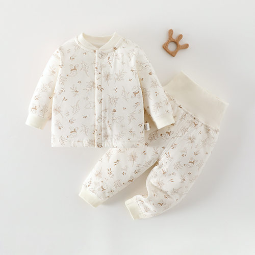 2月-3岁婴幼儿秋冬棉服满月夹棉40g薄棉衣保暖宝宝棉袄分体套装