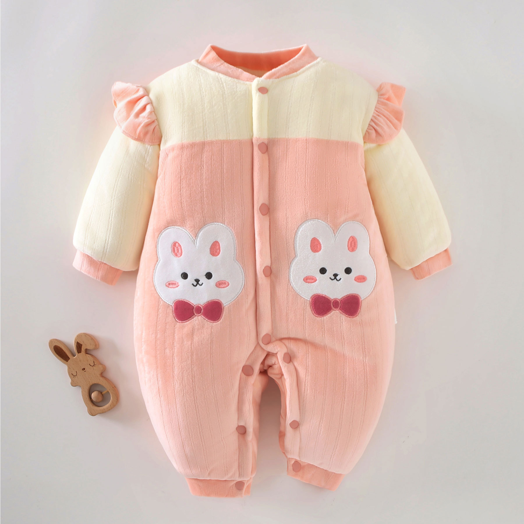 0-2岁婴儿棉服加棉加厚连体衣女宝宝棉衣新生儿衣服保暖秋冬