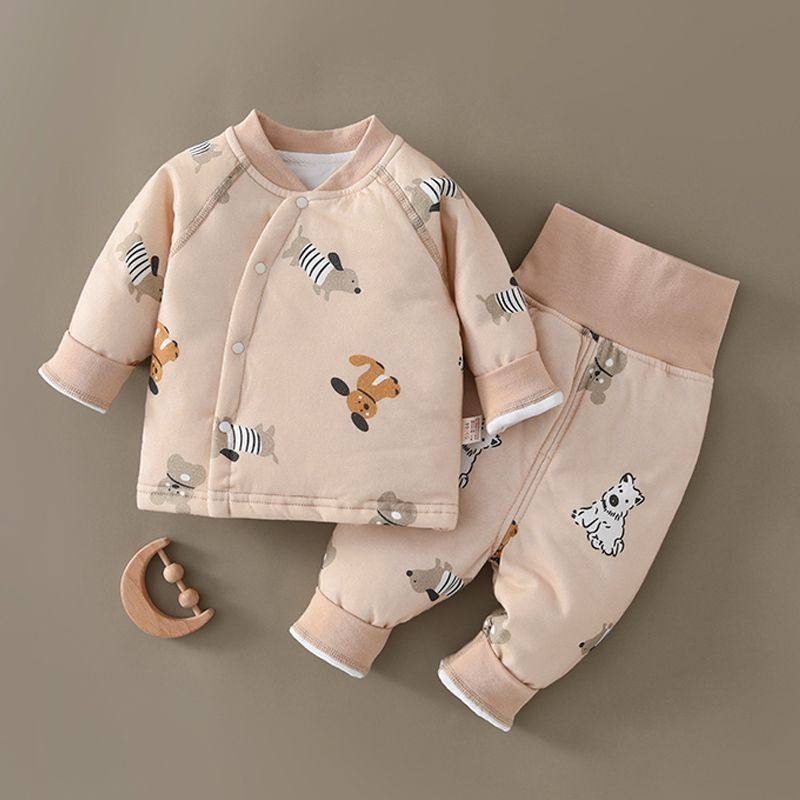 0-3岁婴儿a类可爱棉服冬装棉衣棉裤儿童宝宝外出秋冬纯棉套装