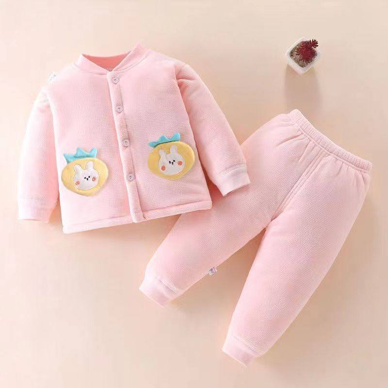 1-3岁棉衣棉裤宝宝冬装套装保暖秋冬夹棉分体两件套衣服加绒加厚