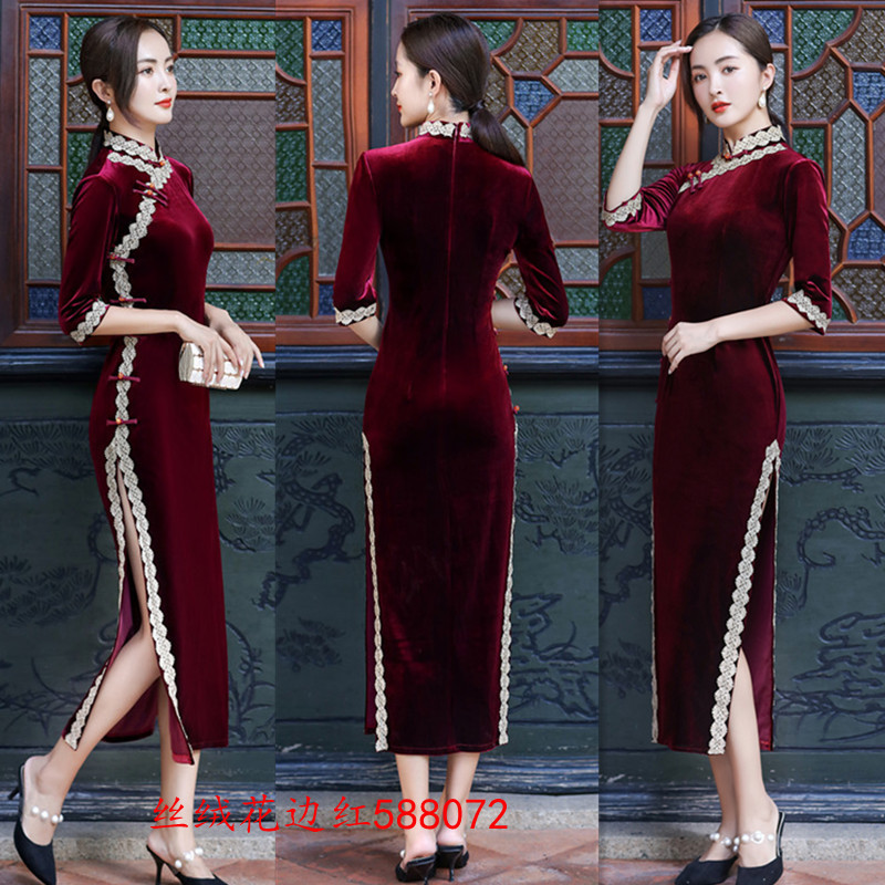 老上海复古改良民国女士长款旗袍