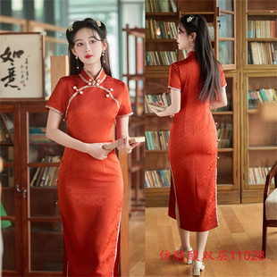 仿醋酸淑女新中式送考旗袍开门红2025年春新款气质优雅旗袍中长款