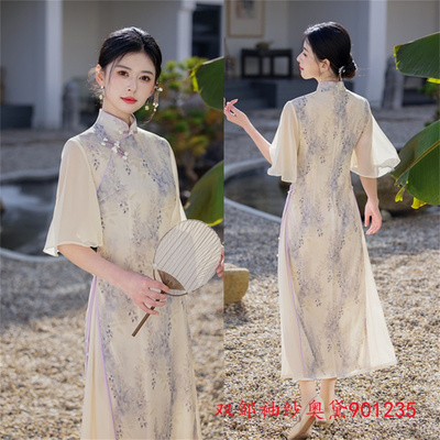 新中式长袖加绒绝美改良连衣裙女