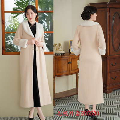 中国风大衣外套配旗袍冬长袖加厚