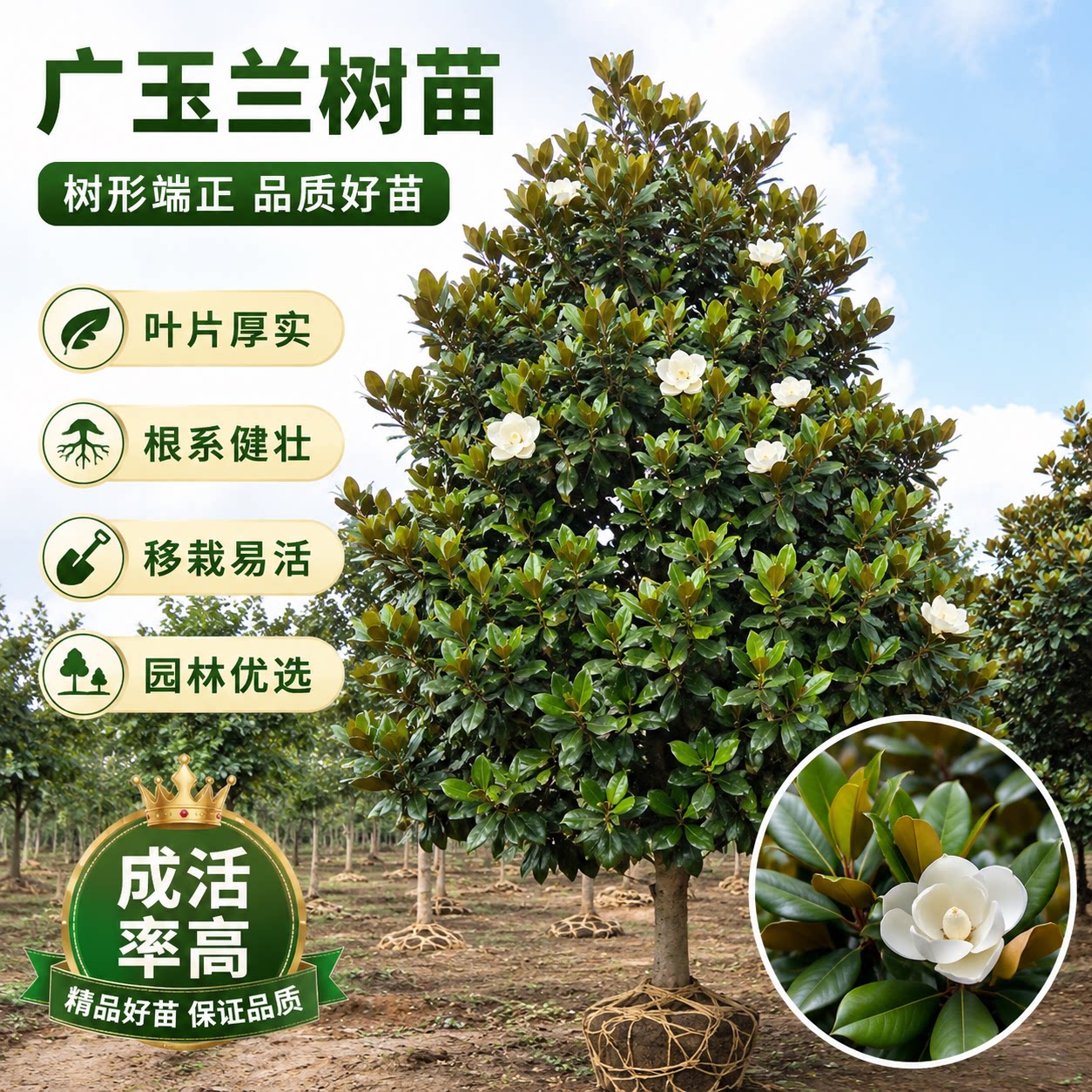 广玉兰树苗基地直发园林绿化苗工程苗四季常青庭院道路景观苗木