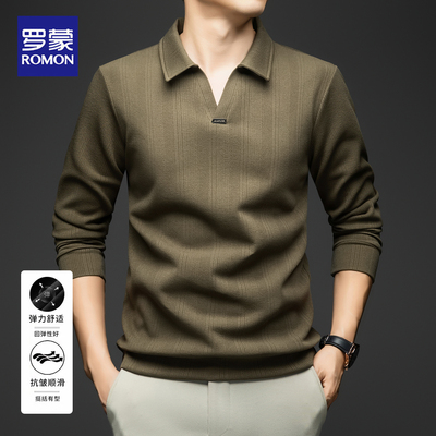 罗蒙春秋长袖t恤男士商务休闲