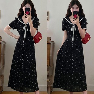 甜美少女感夏季 外出連衣裙蕾絲碎花收腰顯瘦產(chǎn)后喂奶長(zhǎng)裙子 辣媽款