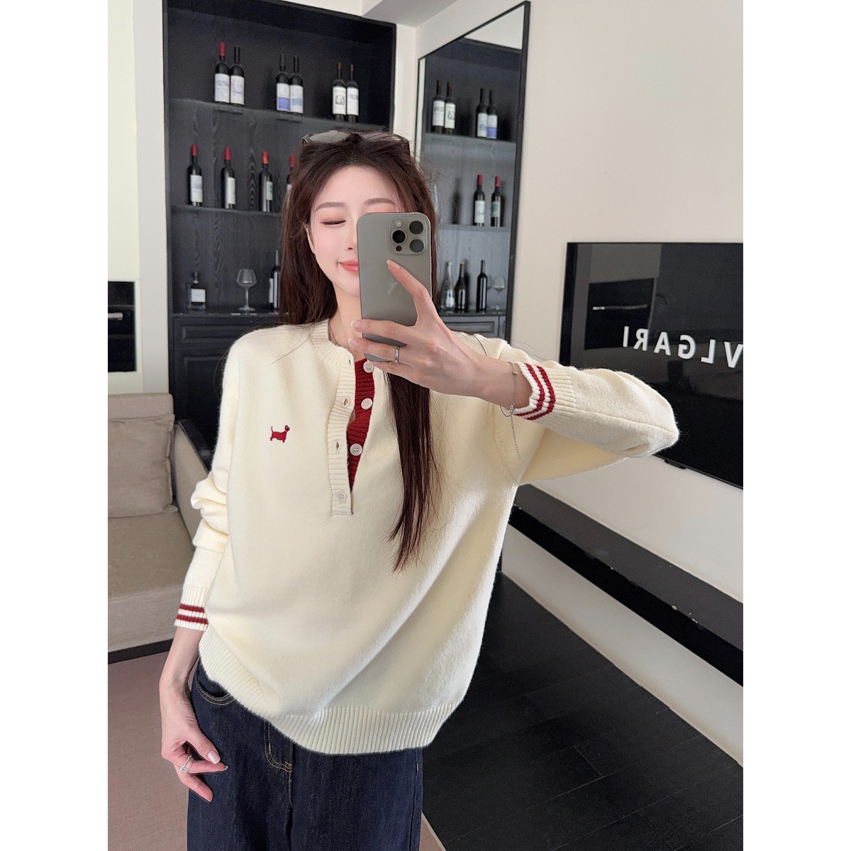 秋冬纽扣小狗刺绣辣妈款外出哺乳针织衫宽松减龄产后喂奶内搭毛衣,孕妇装/孕产妇用品/营养,家居服上装,淘宝优惠券,粉丝福利购,淘宝优惠卷