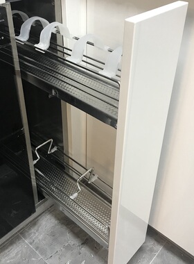 厨房橱柜不锈钢200侧拉篮小调味篮抽屉式150超窄拉篮夹缝置物架