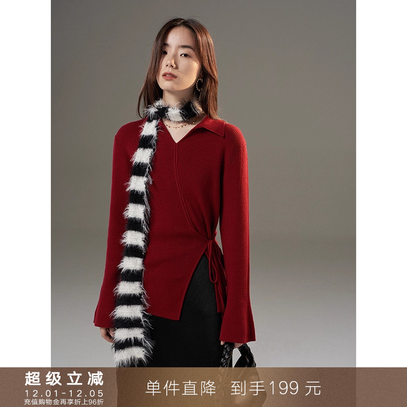 popchrio国风设计感羊毛针织衫