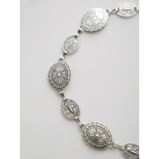 popchrio 饰腰带配连衣裙 复古做旧雕刻花纹金属小众设计感腰链装