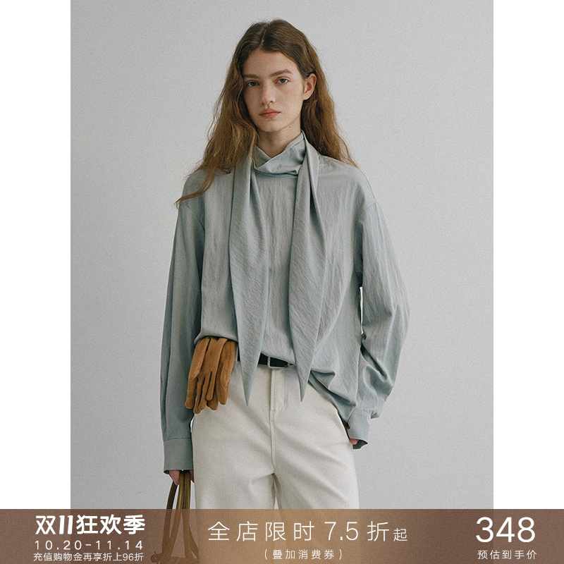 文艺智感宽松飘带领衬衫