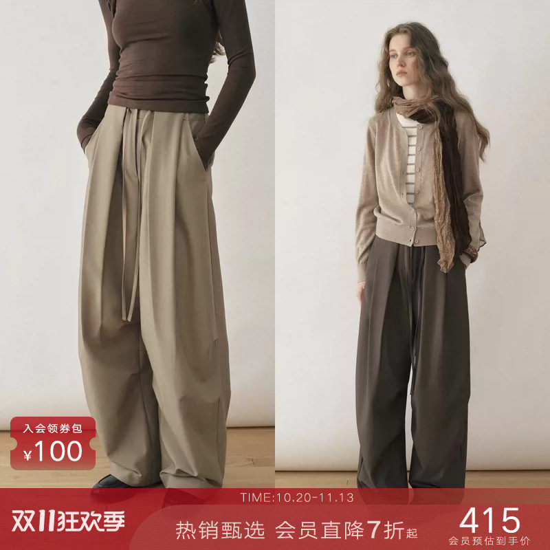 popchrio◆解构廓形高腰垂感伞兵阔腿宽松百搭休闲裤拖地长裤子女