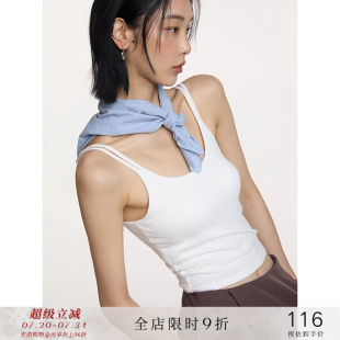 修身 popchrio 无袖 带胸垫一体式 小上衣女夏 防走光吊带背心打底衫
