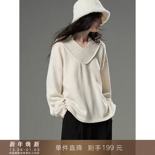 知识分子风POLO领慵懒宽松100绵羊毛毛衣内搭针织衫 到手199元