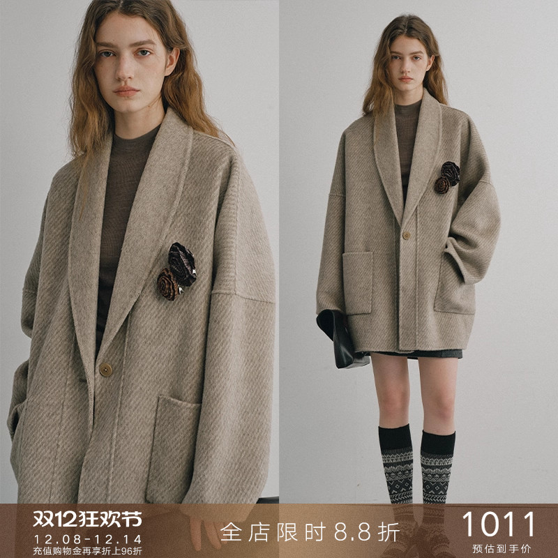 popchrio复古驼绒羊毛双面呢