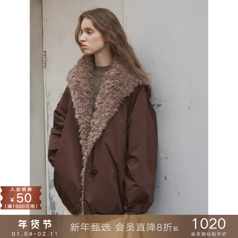 popchrio◆90白鸭绒复古花苞羽绒服环保皮草拼接工装夹克短外套女,女装/女士精品,羽绒服,淘宝优惠券,粉丝福利购,淘宝优惠卷