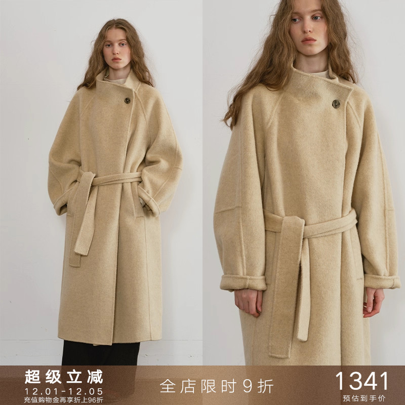 popchrio慵懒风自由领羊毛大衣