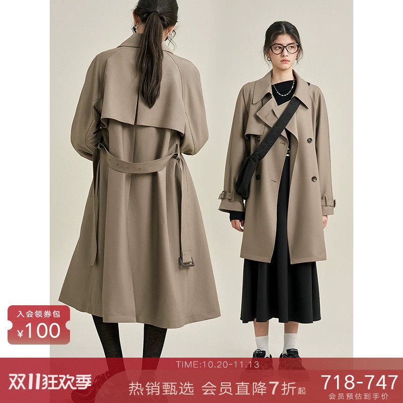 popchrio◆341经典风衣 垂坠感英伦风小个子休闲短外套中长款女秋