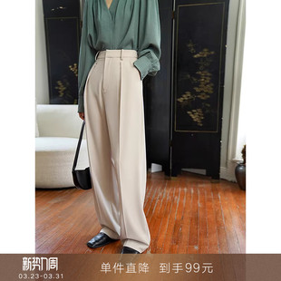 裤 宽松垂感西装 高腰直筒黑色休闲拖地阔腿西裤 子女 到手99元