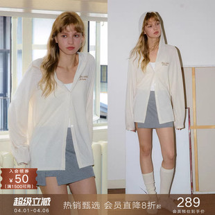 T恤开衫 上衣女 慵懒风防晒连帽针织外套设计感宽松长袖 popchrio