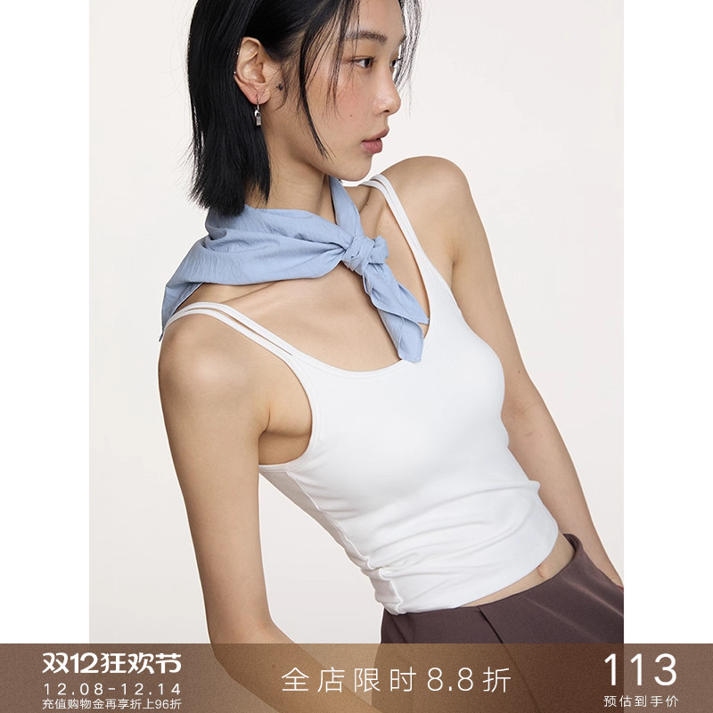 popchrio带胸垫一体式吊带背心